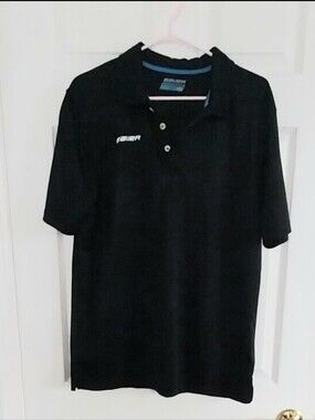 Bauer Black Polo with Subtle Blue Trim